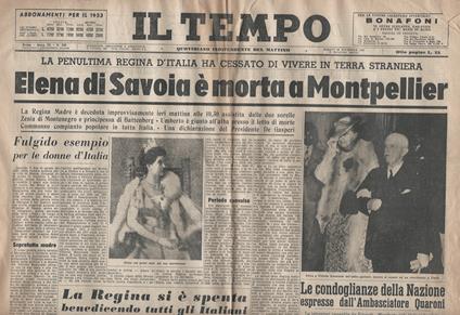Il Tempo. Quotidiano Indipendente Del Mattino. Anno Ix, N. 330. Sabato 29 Novembre 1952 - copertina