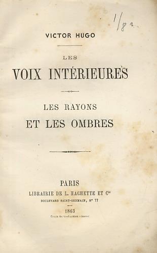 Les Voix intérieures - Le rayons et les ombres - Victor Hugo - copertina