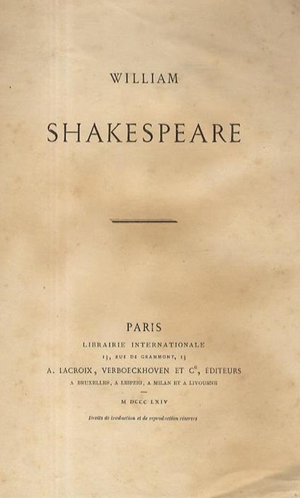 William Shakespeare - Victor Hugo - copertina