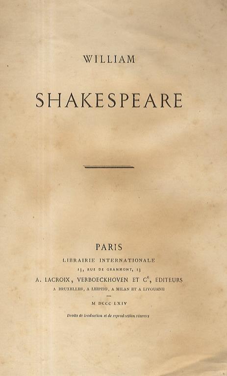 William Shakespeare - Victor Hugo - copertina