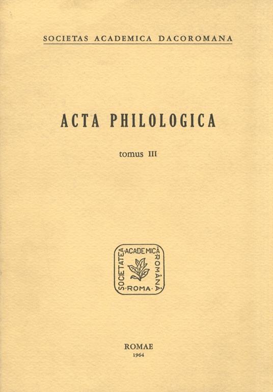 Acta philologica. Tomus III. - copertina