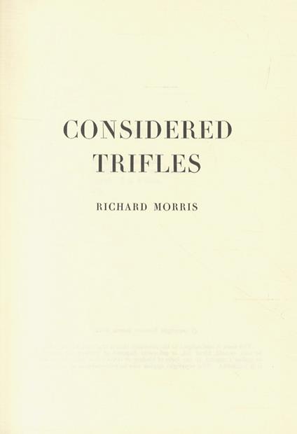 Considered Trifles - Richard Morris - copertina