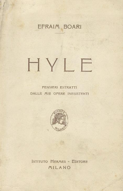 Hyle. Pensieri estratti dalle mie opere esistenti - Efraim Boari - copertina