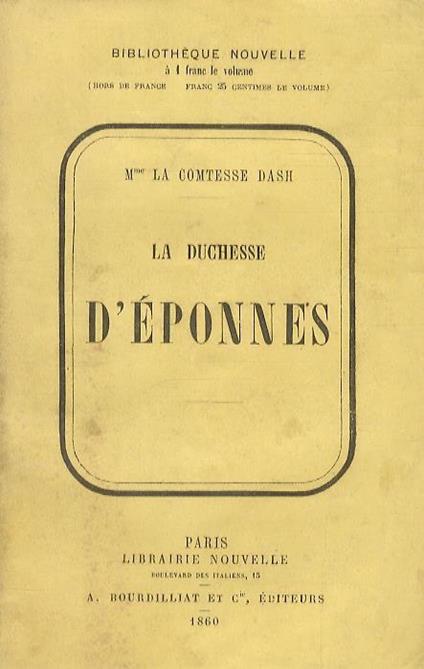 La duchesse d'éponnes. - copertina