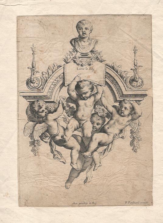 Foglio 2 della serie "Divers objets d'Amour, designez en forte qùil pourront servir en divers lieux, d'ornemens, et de decorations, Utille par consequent aux artisans qui se meslent du dessein". - copertina