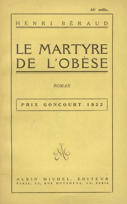 Le martyre de l'obèse - Henri Béraud - copertina