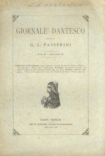 GIORNALE dantesco. Diretto da G.L. Passerini. Anno III. 1895. Quaderno IX - copertina