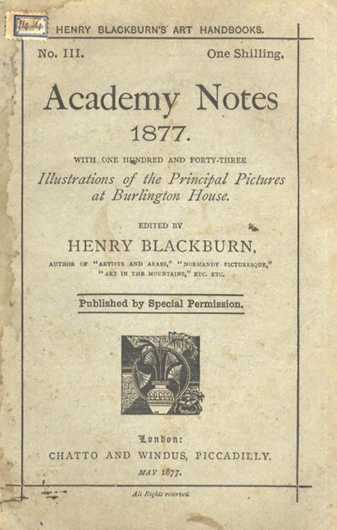 Academy Notes 1877. With illustrations of the principal pictures at Burlington House. - copertina