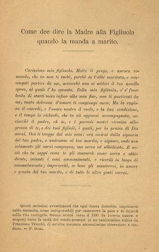 COME dee dire la Madre alla Figliuola quando la manda a marito - copertina
