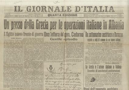 GIORNALE (IL) d’Italia. Quarta edizione. Anno XV. Lunedì 27 dicembre 1915 - copertina