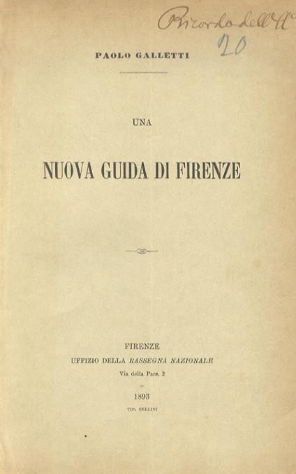 Una nuova guida di Firenze - Paolo Galletti - copertina