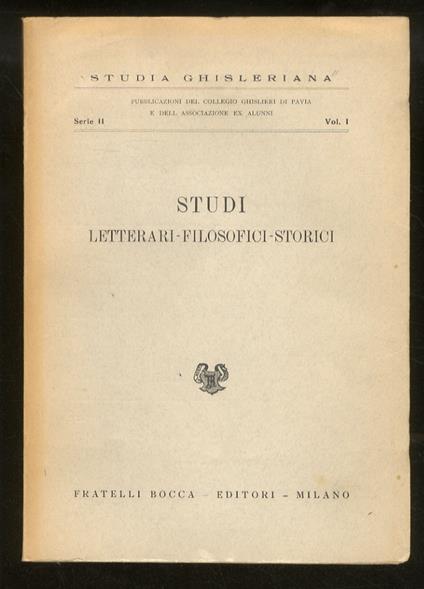 STUDI letterari-filosofici-storici - copertina