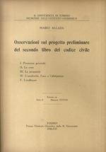 Osservazioni sul progetto preliminare del secondo libro del codice civile