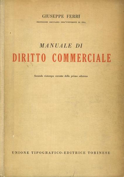 Manuale di diritto commerciale - G. Ferri - copertina
