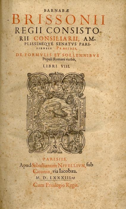 De formulis et sollemnibus Populi Romani verbis, Libri VIII - B. Brissonii - copertina