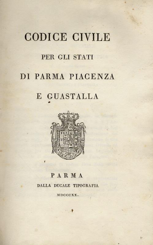 Codice Civile per gli Stati di Parma Piacenza e Guastalla - copertina