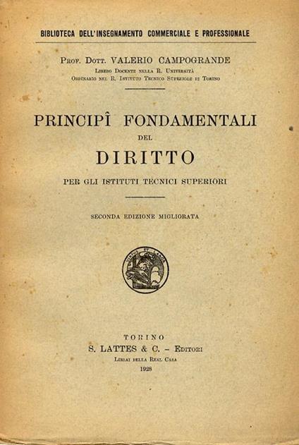 Principî fondamentali del diritto - V. Campogrande - copertina