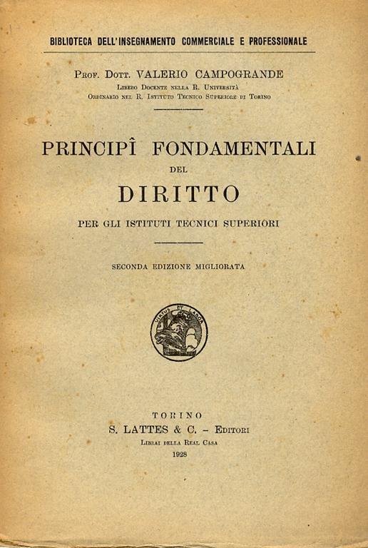 Principî fondamentali del diritto - V. Campogrande - copertina