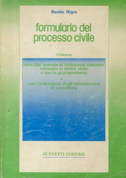 Formulario del processo del lavoro e previdenziale - Benito Nigro - copertina