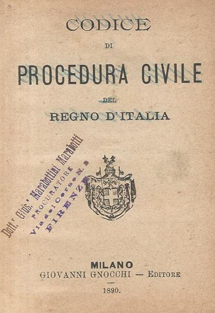 Codice Di Procedura Civile Del Regno D’Italia - copertina