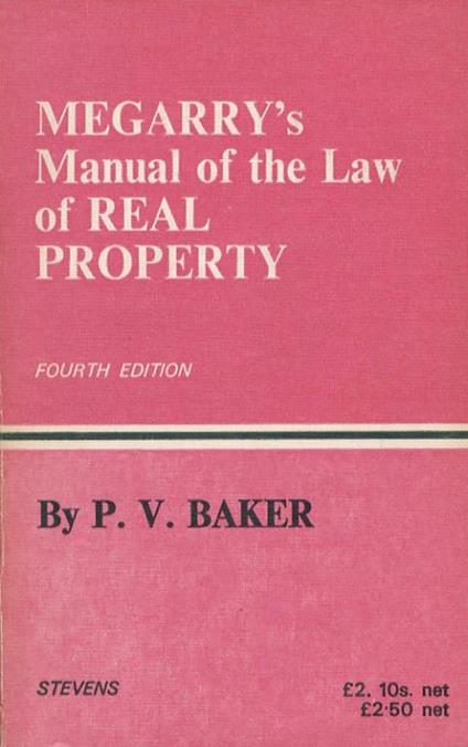 A Manual of the Law of Real Property. Fourth edition - copertina