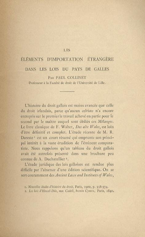 Les éléments d’importation étrangère dans les lois du pays de Galles - Paul Collinet - copertina