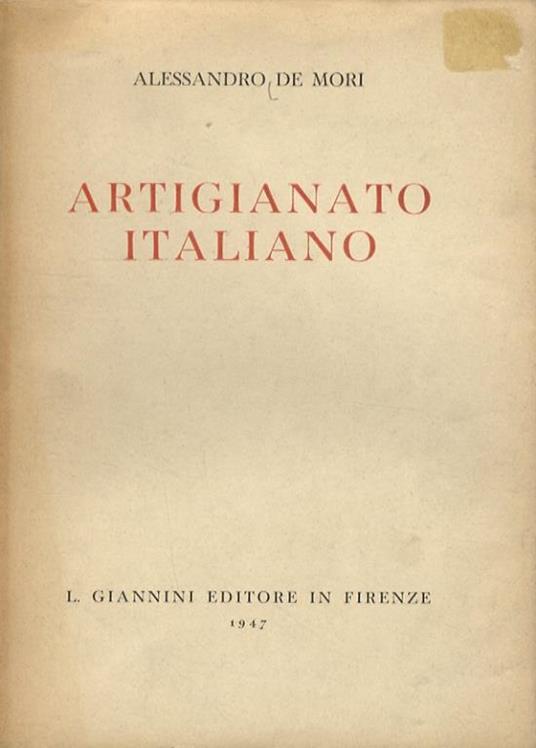 Artigianato italiano - Alessandro De Mori - copertina