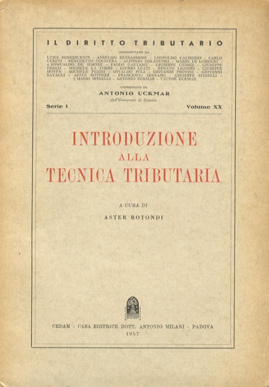 Introduzione alla tecnica tributaria - Aster Rotondi - copertina