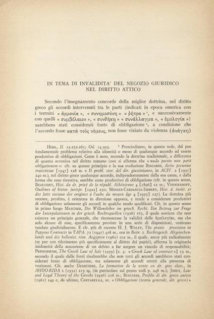 In tema di invalidità del negozio giuridico nel diritto attico - Eva Cantarella - copertina