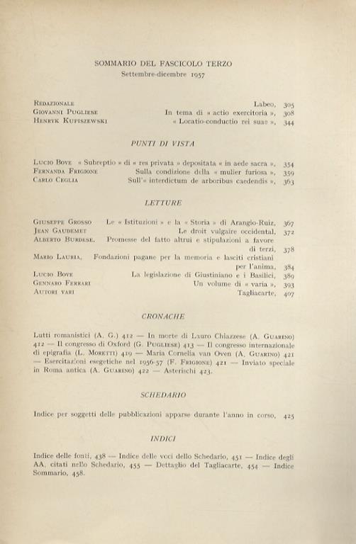 «Subpretio» di «res privata» depositata «in aede sacra». In “Labeo - Rassegna di Diritto Romano” 3 (1957) 3 - Lucio Bove - copertina