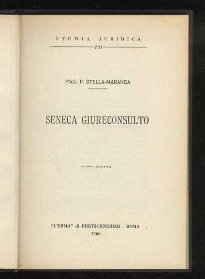 Seneca Giureconsulto - Filippo Stella-Maranca - copertina