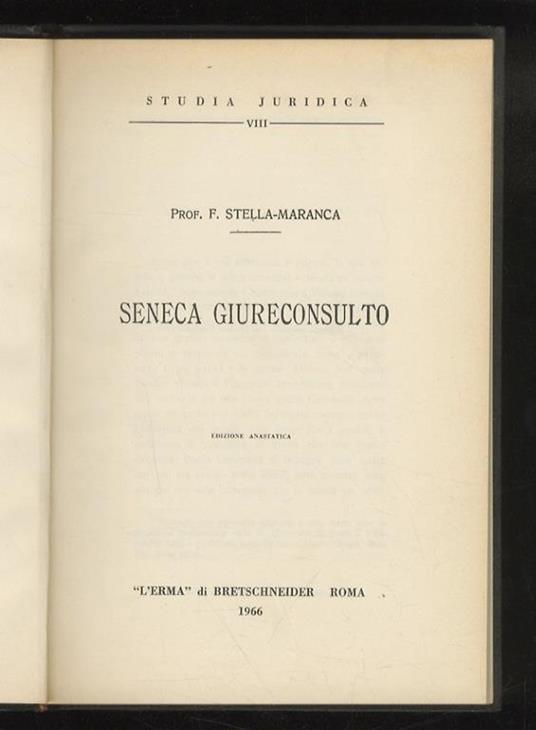 Seneca Giureconsulto - Filippo Stella-Maranca - copertina