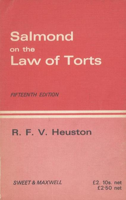 Salmond on the Law of Torts. Fifteenth Edition - R.F.V Heuston - copertina
