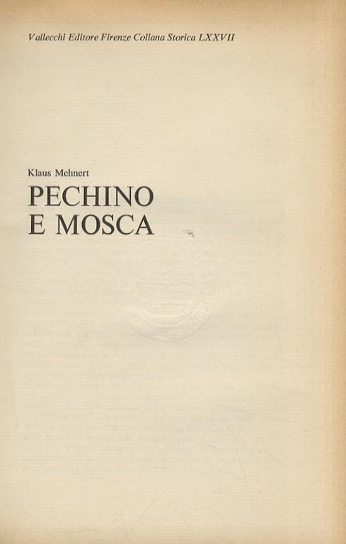 Pechino e Mosca - Klaus Mehnert - copertina