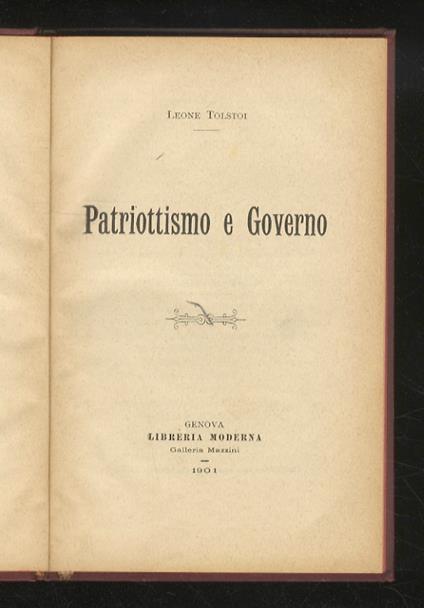Patriottismo e governo - copertina