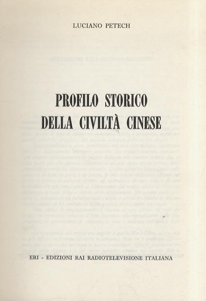 Profilo storico della civiltà cinese - Luciano Petech - copertina