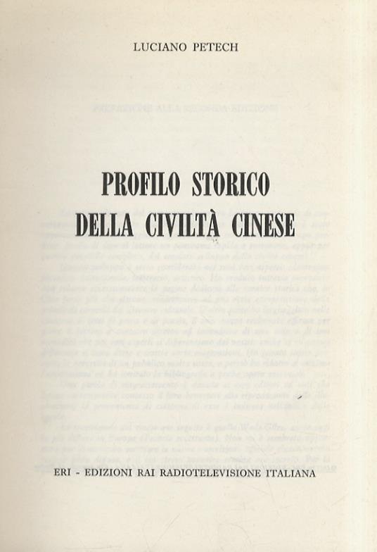 Profilo storico della civiltà cinese - Luciano Petech - copertina