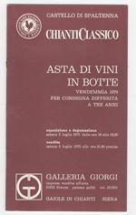 Chianti classico: asta di vini in botte, vendemmia 1974, per consegna differita a tre anni