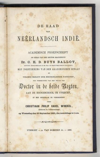 De Raad van Neêrlandsch Indië. Academisch proefschrift [...] - copertina