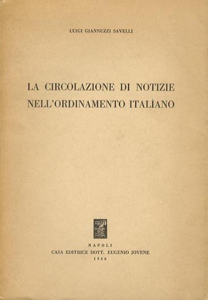 La circolazione di notizie nell'ordinamento italiano - copertina
