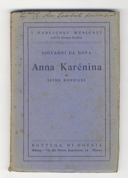 Anna Karenina di Iginio Robbiani - Roberto Da Nove - copertina