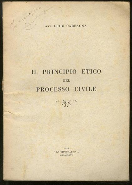 Il principio etico nel processo civile - Luigi Carfagna - copertina