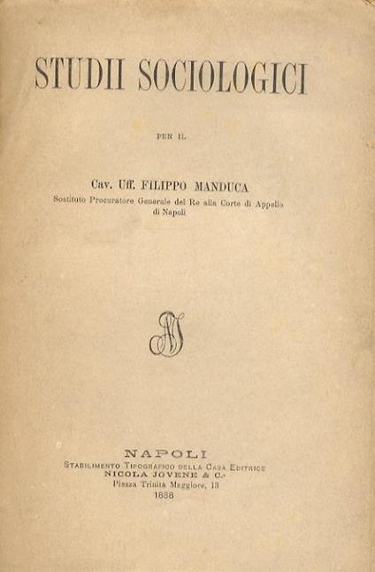 Studii sociologici - Filippo Manduca - copertina
