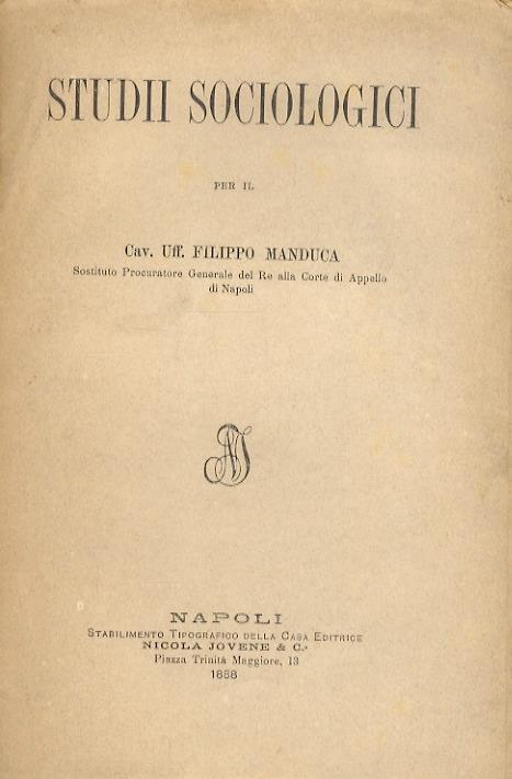 Studii sociologici - Filippo Manduca - copertina