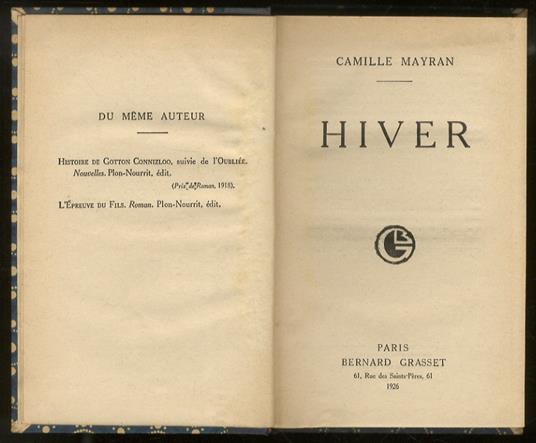 Hiver - Camille Mayran - copertina