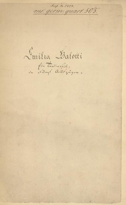 Emilia Balotti. Ein Trauerspiel in fünf Aufzügen - Gotthold Ephraim Lessing - copertina