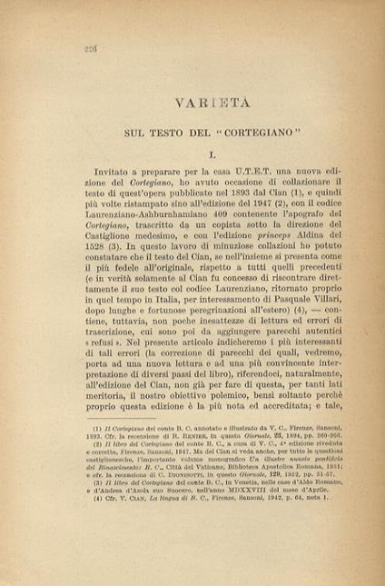 Sul testo del "Cortegiano" - Bruno Maier - copertina