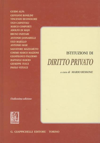Istituzioni di diritto privato. XI edizione - Mario Bessone - copertina