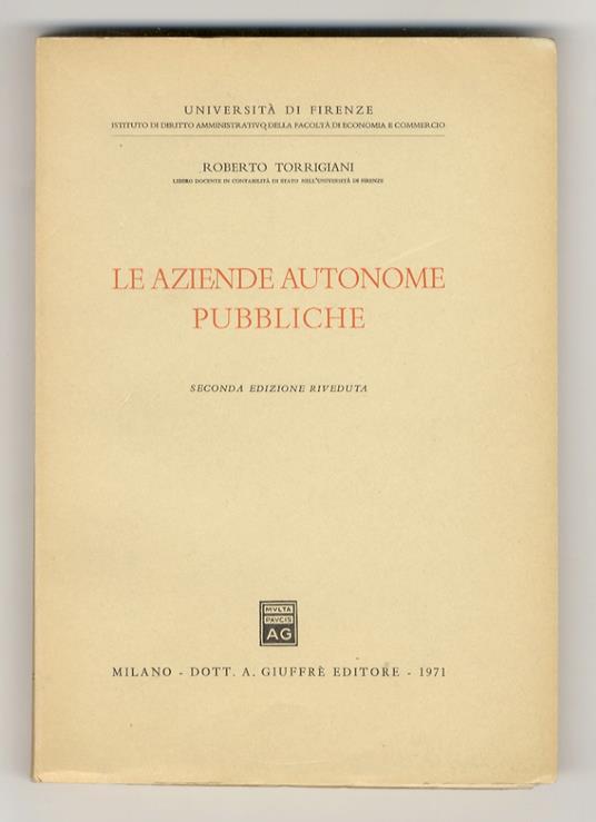 Le aziende autonome pubbliche - Roberto Torrigiani - copertina