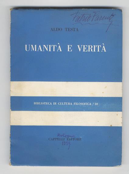 Umanità e verità - Aldo Testa - copertina